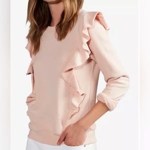 Avec Les Filles Pink Ruffle Sweatshirt, Size Small